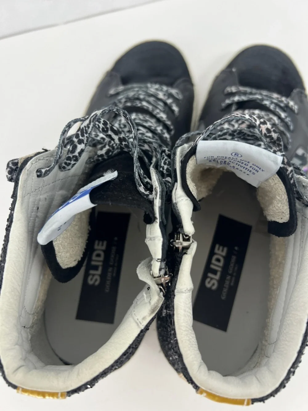 Golden Goose Slide camo glitter High-Top Sneakers in Black, Gray & Purple